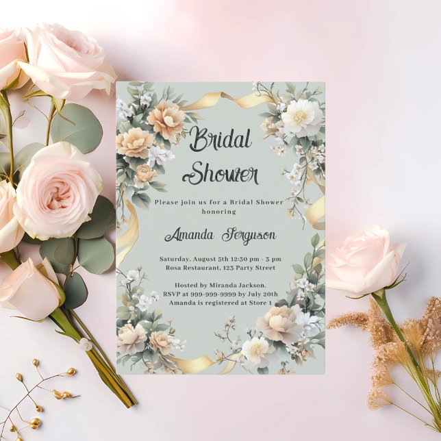 Gelbgrün-gelbe Blüten Gold Brautparty Einladung (Von Creator hochgeladen)