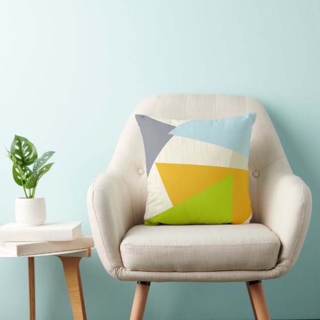 Gelbgrün Orange und Tan Modern Geometric Kissen (Stuhl )
