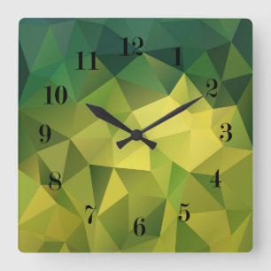 Gelbgrün Quadratische Wanduhr