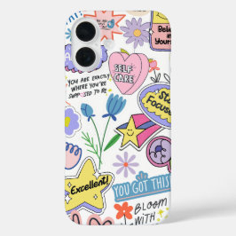 Gelbgrün rosa Illustrationsbraun Friedlich iPhone 16 Hülle