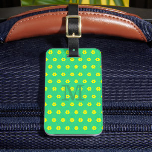 Gelbgrüne Blume, modern monogramm Gepäckanhänger