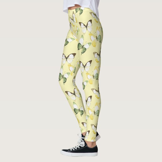 Gelbgrüne Schmetterlinge Leggings (Links)