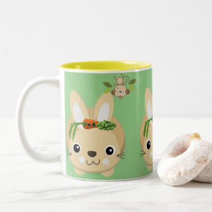 Gelbgrüner Affe Kaninchen Karotten & Erbsen Tasse