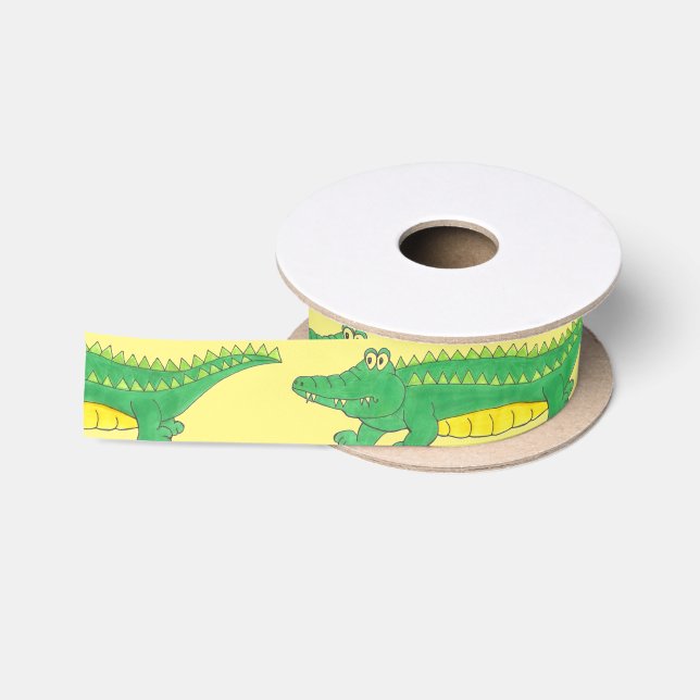 Gelbgrüner Alligator Krokodile Gator Croc Animal Satinband (Spule)
