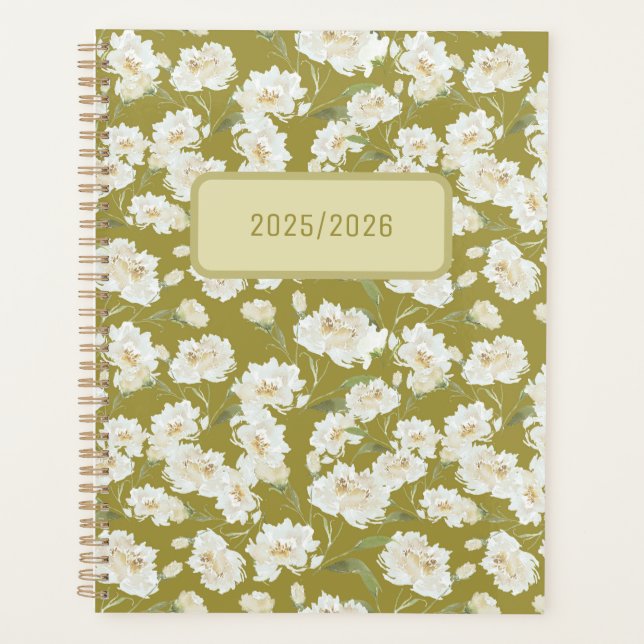 Gelbgrüner Creme-Blumenplaner Planer (Vorderseite)