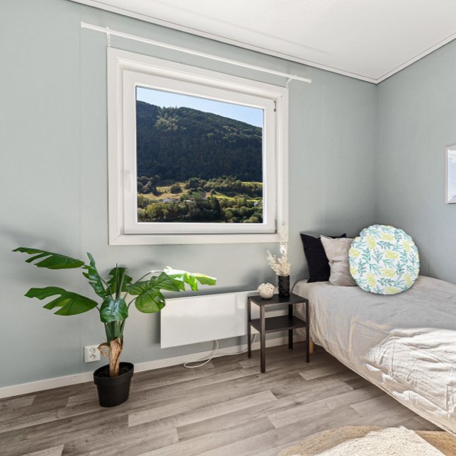 Gelbgrünes Blätter Rundes Kissen (Von Creator hochgeladen)