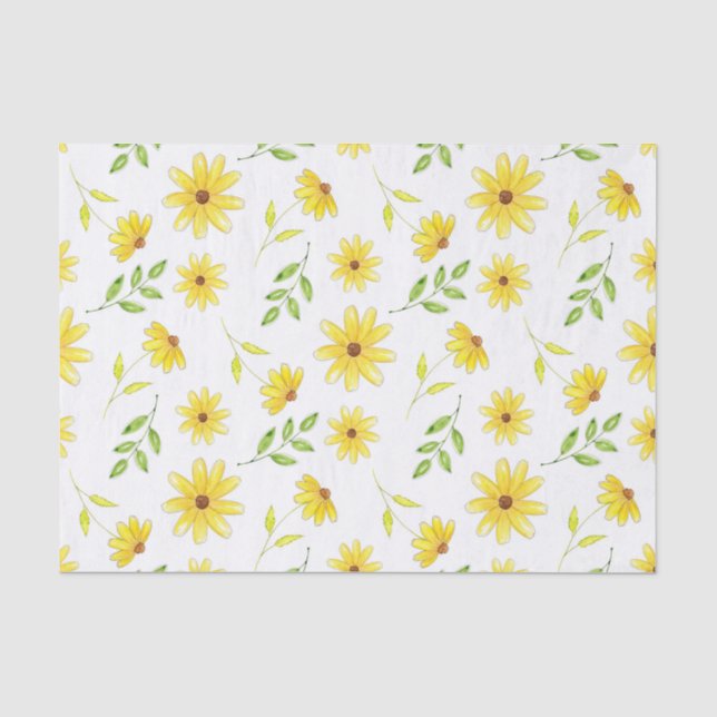 Gelbgrünes Blumenmuster Seidenpapier (Vorderseite)