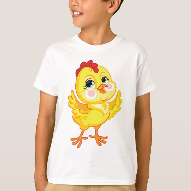Gelbhühner niedlicher Cartoon T-Shirt (Vorderseite)