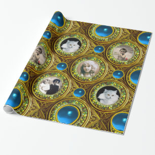 GELBLAUBCHRISTMAS KROWN, BLUE GEM FOTO FRAME GESCHENKPAPIER
