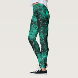 Gelblich-blaues Türkis, 3D-Dreieck Leggings
