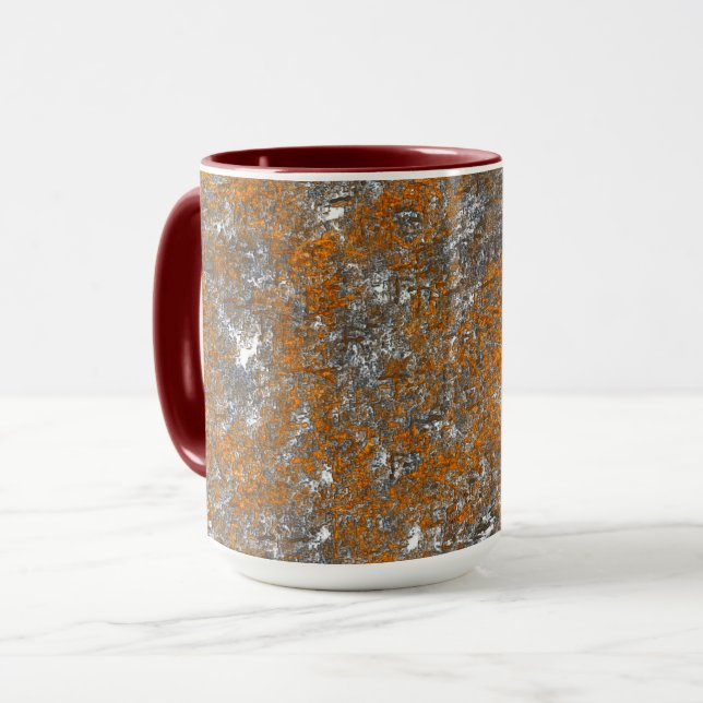 Gelblich-orange auf weißlich-grauem Kratzer Tasse (Vorderseite Links)