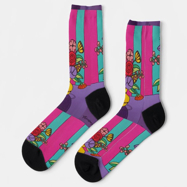 Gelbliche Vase Socken (Linkes Detail)