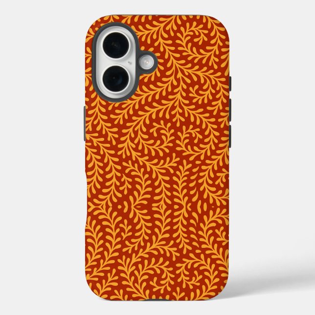 Gelbliches Blattrebenmuster  iPhone 16 Hülle (Rückseite)