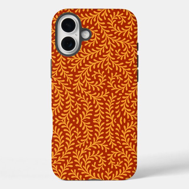 Gelbliches Blattrebenmuster  iPhone 16 Plus Hülle (Rückseite)