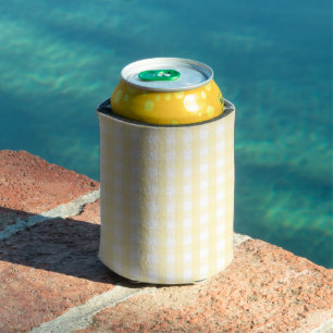 Gelbliches Pastell-Gingham-Muster Grandmillenial Dosenkühler