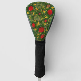 Gelbliches virtuelles Blattwerk mit roten Hexagone Golf Headcover