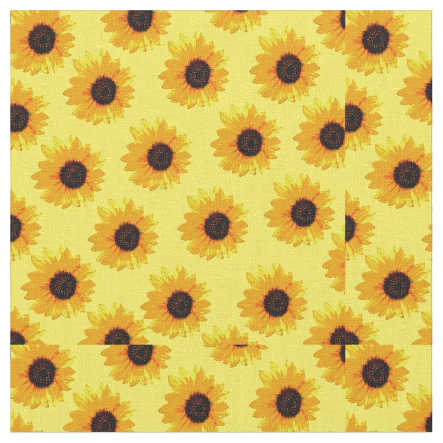 Gelbölgemalte Sonnenblumen, Stoff (Nahaufnahme)