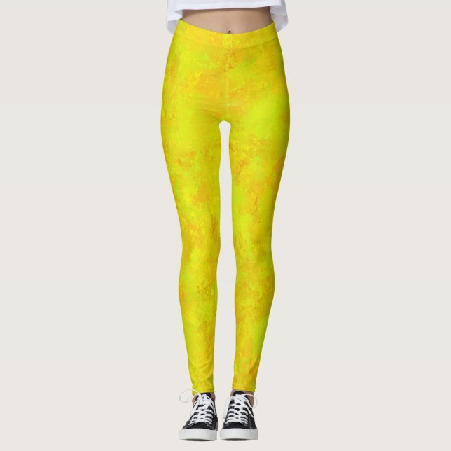 Gelborange Abstraktes Muster Leggings (Vorderseite)
