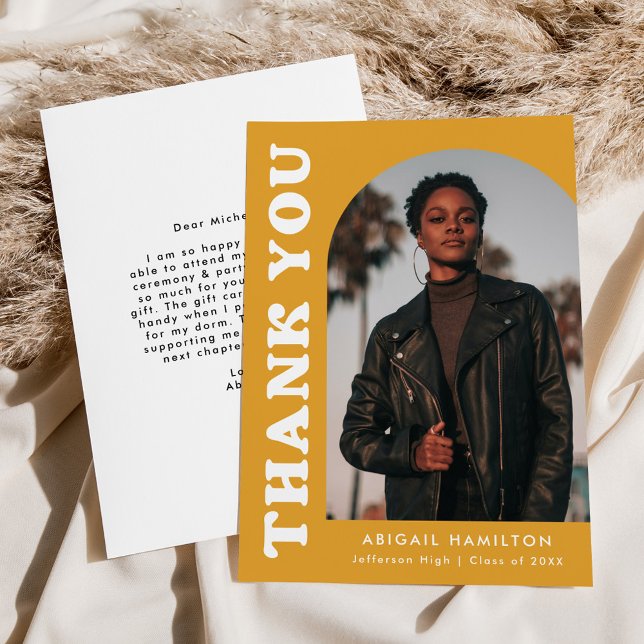 Gelborange Foto-Abschluss Dankeskarte (Von Creator hochgeladen)