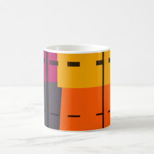 Gelborange, grau, rosa Abstrakte Kunst Kaffeetasse