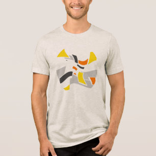 Gelborange graue geometrische Formen Oval Tri-Blend Shirt