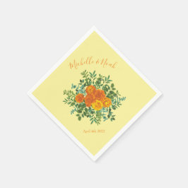 Gelborange Hochzeitsflorale Rose Serviette
