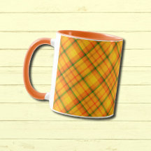 Gelborange Karierte Muster Tasse