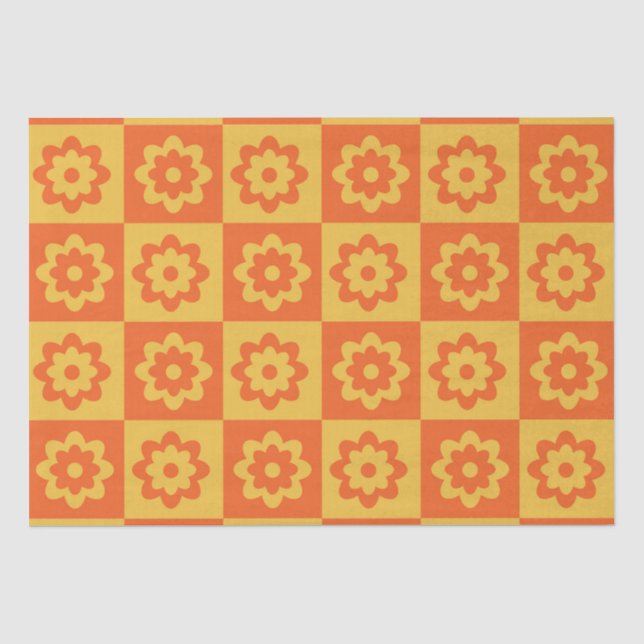 Gelborange Retro-Blume Seidenpapier (Vorderseite)