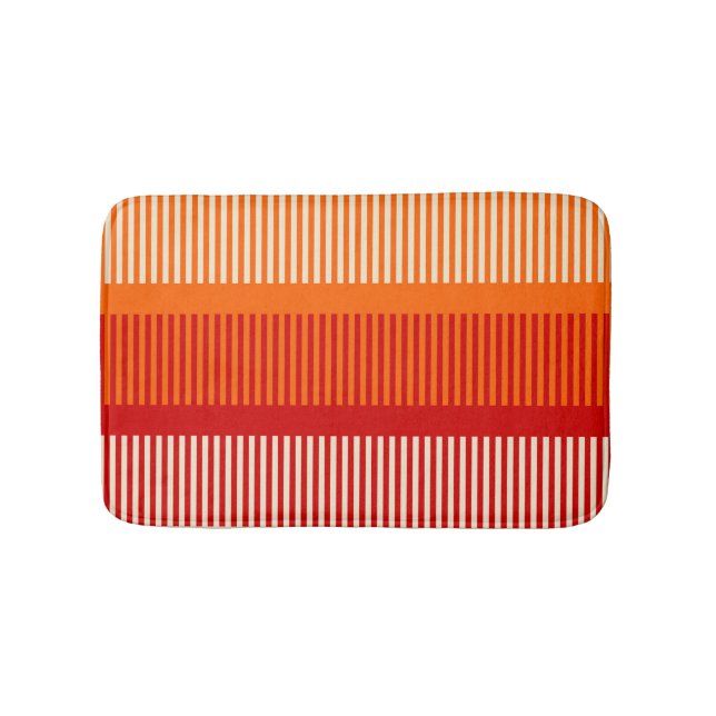 Gelborange, rotes Streifenmuster Badematte (Vorderseite)