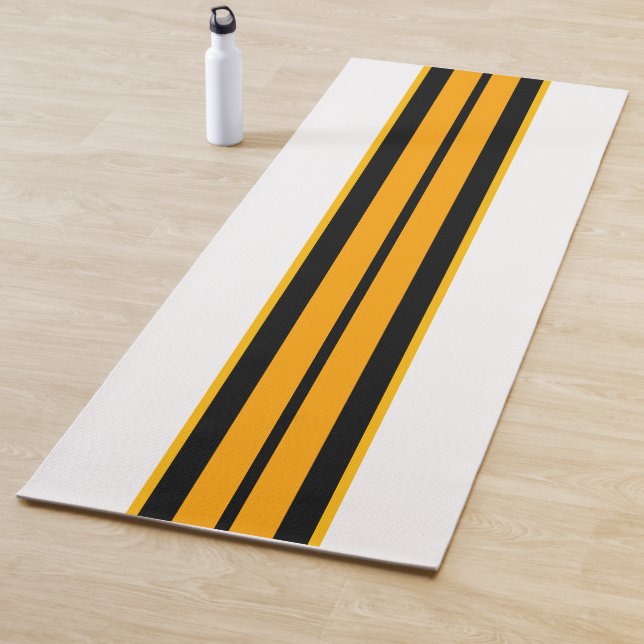Gelborange schwarze Streifen auf Weiß Yogamatte (Beispiel)