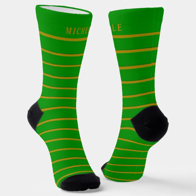 Gelborange Streifen für Individuelle Name Socken (Gewinkelt)