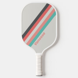 Gelborange Streifen mit Namen Pickleball Schläger