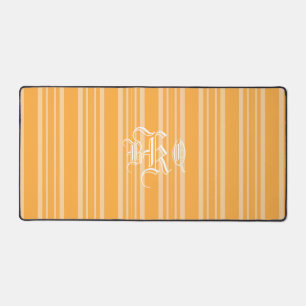 Gelborange Streifen Weißes Monogramm Schreibtischunterlage