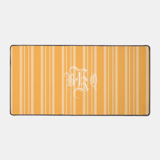 Gelborange Streifen Weißes Monogramm Schreibtischunterlage