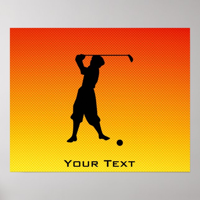 Gelborange Vintag Golfer Poster (Vorne)