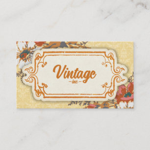 Gelborange Vintage Retro-Blüte Visitenkarte