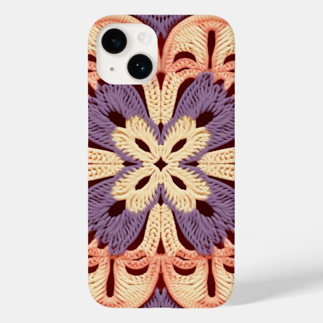 GelbOrangeviolettFarbige Granny Square Crochet Case-Mate iPhone 14 Hülle (Rückseite)