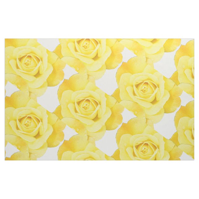 Gelbrosa Blumenmuster Blume Abstrakt Weiß Stoff (Yard (91,4 cm))