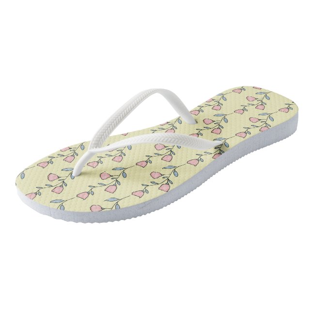 Gelbrosa Floral Flip Flops (Schrägansicht)