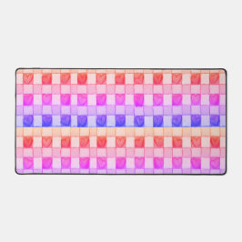 Gelbrosa lila Herzgingham-Schreibtisch Mat Schreibtischunterlage
