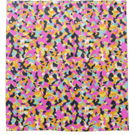 Gelbrosa Schwarz Camouflage Camouflage Muster Duschvorhang