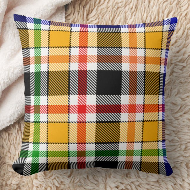 Gelbschwarzer Multicolor Flannel Kariert Tartan Kissen (Von Creator hochgeladen)