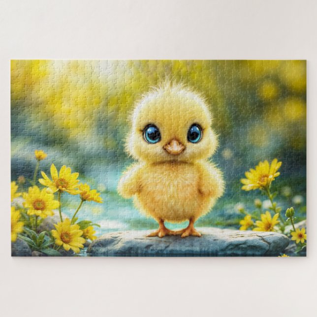 Gelbschwingendes Hähnchenblau - mit Augen Vogel (Horizontal)