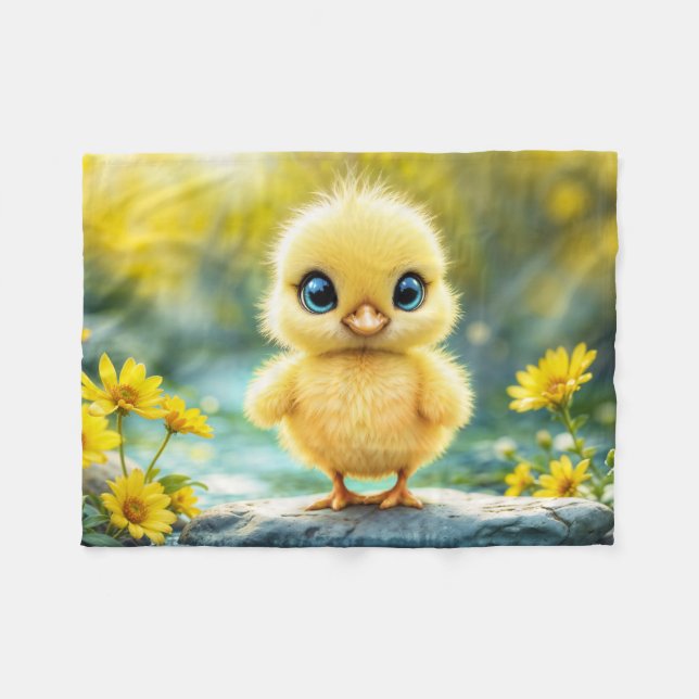 Gelbschwingendes Hähnchenblau - mit Augen Vogel Fleecedecke (Vorderseite (Horizontal))