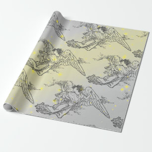 GELBSTARTEN UND FLYING ANGELS WRAPPING PAPIER GESCHENKPAPIER