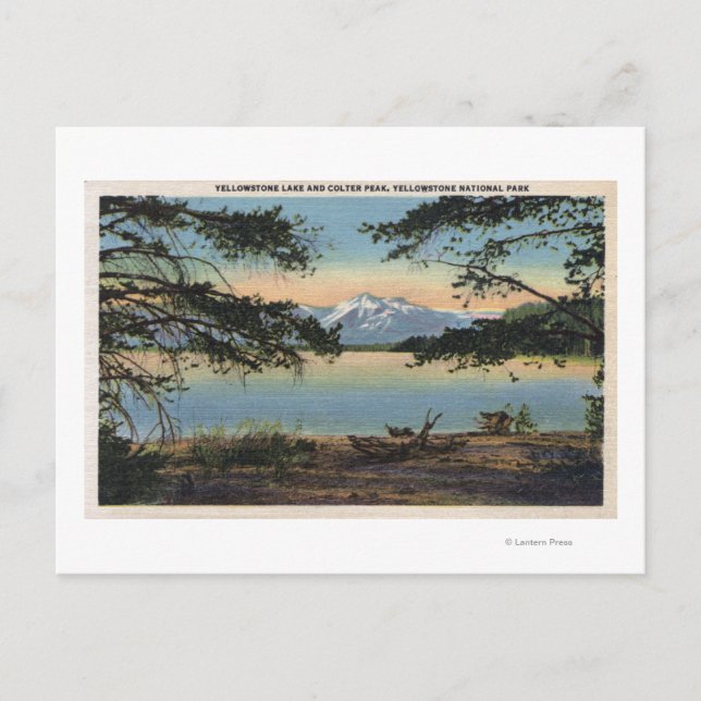 Gelbstein, WY - Gelbsteinsee und Colter Postkarte (Vorderseite)