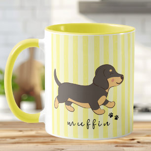 Gelbstreifen-Dachshund-Illustrations-Tasse Tasse