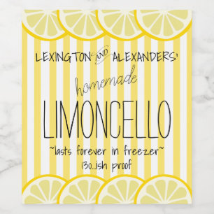 Gelbstreifen-Limoncello-Flaschenetikett   Weinetikett