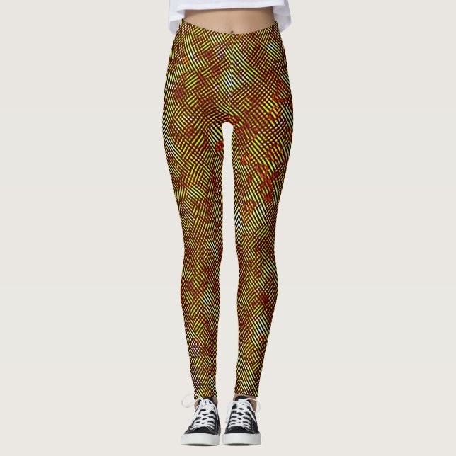Gelbstreifen mit karierten Streifen Leggings (Vorderseite)