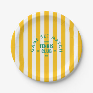 Gelbstreifiges Game Set Match Après Tennis Club Pappteller